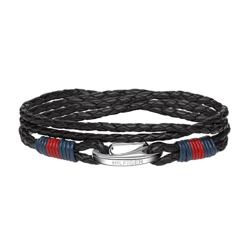 Offerta a tempo: Tommy Hilfiger Jewelry Bracciale in Pelle Intrecciata da Uomo Colore Nero — 15% da 35,27 € a 29,99 €