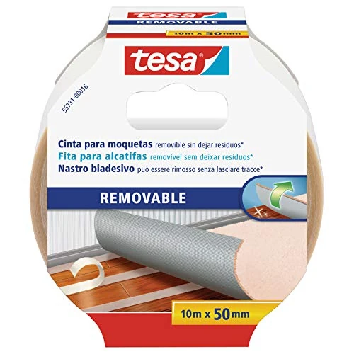 Offerta a tempo: Tesa Biadesivo per Pavimenti Rimozione senza Residui - Nastro Biadesivo per Moquette, Pavimenti in Pvc - Nastro per Fissaggio Rinforzato in Tessuto, 10 m x 50 mm - 0.00% da 16.42 € a 16.42 €