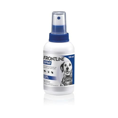 Offerta a tempo: FRONTLINE Spray 100 ml, Antiparassitario per Cani e Gatti e Cuccioli dal Secondo Giorno di Vita, a Lunga Durata, Elimina e Protegge da Zecche, Pulci e Pidocchi - 28% da 30.30 € a 21.82 €