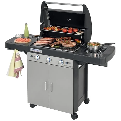 Oferta limitada: Campingaz 3 Series Classic LS Plus Barbacoa a Gas con 3 quemadores de acero inoxidable (9.6 kW potencia) y un asador lateral (2.3 kW potencia) | 11.9 kW de potencia totales | Sistema de limpieza InstaClean para una limpieza fácil de 479.0
