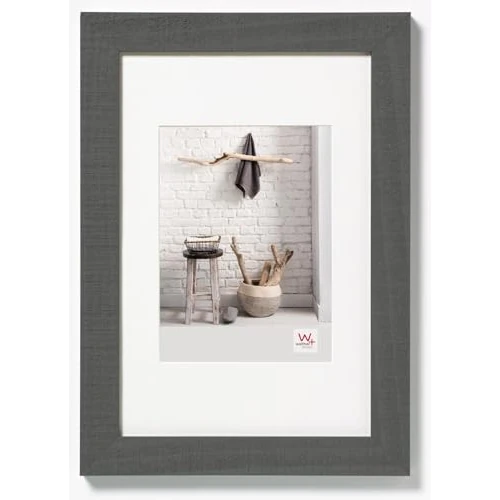 walther design Bilderrahmen grau 70 x 100 cm mit Passepartout, Home Holzrahmen HO100D
