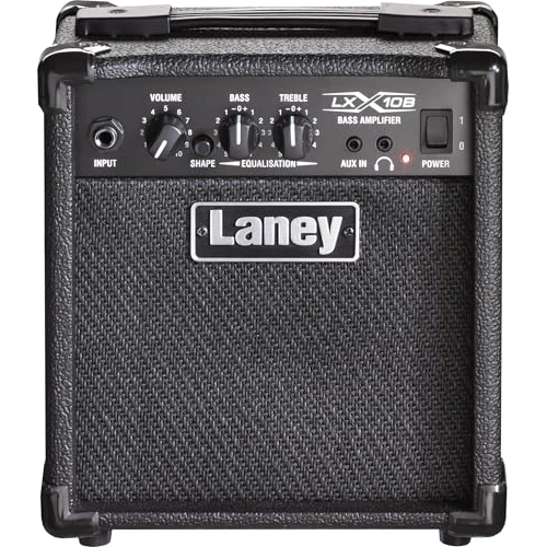 LANEY LX10B BASS AMP -10W BASS AMP, 2 EQ Combo Portable Practice Guitar Amplificador perfecto para principiantes. Auriculares para la práctica silenciosa y aux para atascarse - negro