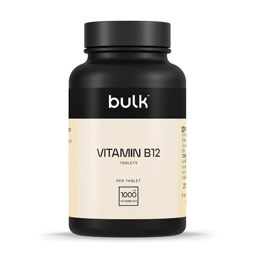 Bulk Vitamina B12 en Comprimidos de 1000 mcg, Alta potencia, 1000 mcg, 60 Tabletas, 60 Dosis