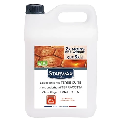 STARWAX - Lait de Brillance pour Tomettes et Terres Cuites - Protège et Fait Briller - Sans Rinçage - Non Glissant - Fabriqué en France - 5L - Jusqu'à 60 nettoyages