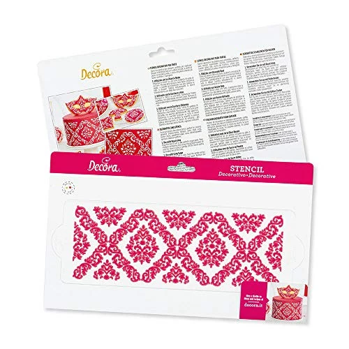 Decora 9271010 Pochoir DAMASSÉ 10X30CM, Plastique