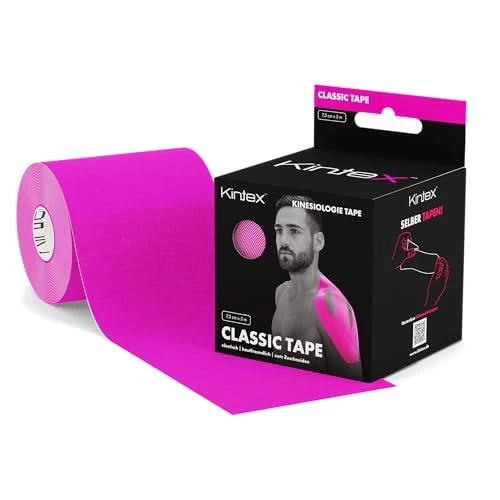 Offerta a tempo: Kintex Kinesiology Tape Classic, 7,5 cm x 5 m, nastro extra largo, delicato sulla pelle e impermeabile, nastro kinesiologico, nastro fisioterapico, per sport e fisioterapia (Rosa) - 18% da 9.95 € a 8.15 €