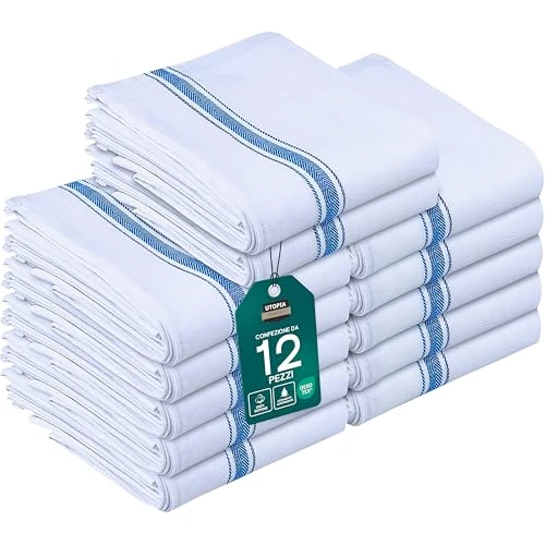 Tijdelijke aanbieding: Utopia Towels Vaatdoeken, 38 x 64 CM, 100% Ringgesponnen katoen Super Absorberend Linnen Keukendoeken, Zachte Herbruikbare Schoonmaak Bar en Theedoeken Set (12 Pak, Blauw) van 14.99 € naar 14.99 € (0.00% korting)