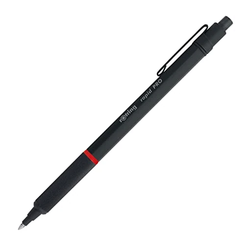 Offerta a tempo: rOtring Rapid Pro penna a sfera retrattile per disegno tecnico | Punta media | Inchiostro blu | Corpo interamente in metallo nero - 11% da 24.29 € a 21.59 €