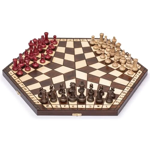 Limited-time offer: Husaria Wooden Three-Player Chess Game Set - 54 centimeter - with Foldable Board, Handcrafted Playing Pieces, and Felt-Lined Storage from 89.89 £ to 89.89 £ (save 0.00%)
