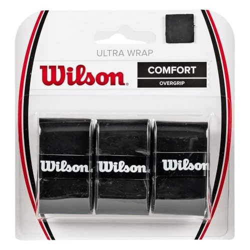 Offerta a tempo: Wilson Grip WRZ403000 Impugnatura Ultra Wrap Overgrip, Unisex, Nero, 3 Unità - 65% da 11.30 € a 3.99 €