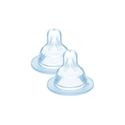 MAM Tettarella Misura 1 (Set da 2), Tettarella MAM piatta e simmetrica in morbido Silicone SkinSoft, Kit da 2 accessori neonato 0+ mesi per l'allattamento con latte materno e in latte polvere