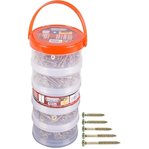 Zeitlich begrenztes Angebot: Connex Universalschrauben-Sortiment 480-teilig - Diverse Größen in Stapelbox - Senkkopf - PZ Pozidriv-Antrieb - Voll- & Teilgewinde - Gelb verzinkt / Schrauben-Set / Schrauben-Box / B30304 von 8.99 € auf 8.99 € (0.00% Rabatt)