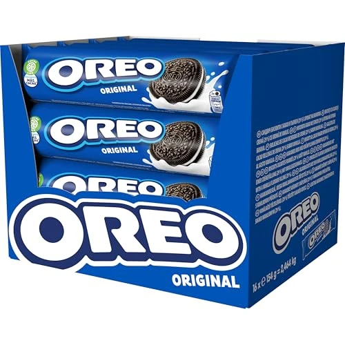 OREO Original, Double biscuit croquant au cacao fourré à la crème végétalienne - Pack de 16x154g