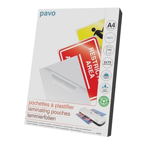 Pavo - Pochettes de plastification A4 75/80 microns, Pack de 100 , Mat