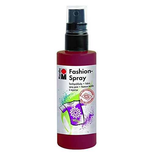Marabu 17190050034 - Fashion Spray bordeaux 100 ml, textielspuitverf, m. pompverstuiver, voor licht textiel, voelt zacht aan, eenvoudige bevestiging, wasbaar tot 40 °C, geweldige effecten op stof