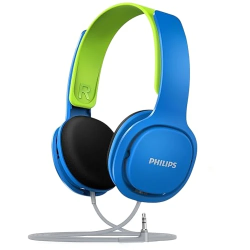 PHILIPS SHK2000BL/00 Auriculares de Diadema para Niños, Límite de Volumen de 85dB, Aislamiento de Ruido, Wired, Azul (Blue)