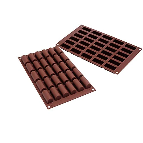 Silikomart | SF129 Molde de Silicona para Monoporciones MINI BUCHE, Antiadherente, 30 Cavidades, Pack de 6 Moldes para Tartas, 44 x 18 h 20 mm Volumen 30 x 14 ml Tot. 420 ml