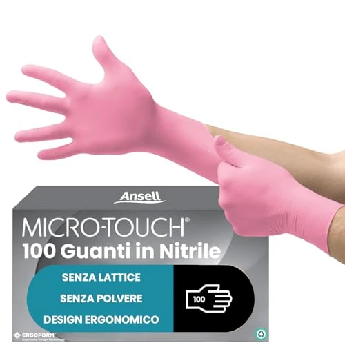 Tijdelijke aanbieding: Ansell Micro-Touch Nitrafree wegwerp nitrilhandschoenen, niet gepoederd, multi -gebruik, medische, chemische en mechanische bescherming, professionele st. zonder latex, roze, M (100 st.) van 9.85 € naar 9.49 € (4% korting)