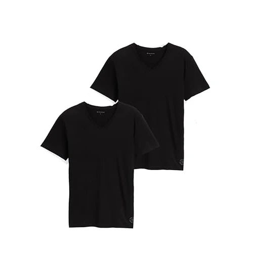 Offerta a tempo: TOM TAILOR 1008639, Maglietta Basic in Confezione Doppia con Scollo a V Uomo, Nero (Black 29999), XL - 20% da 19.99 € a 15.90 €
