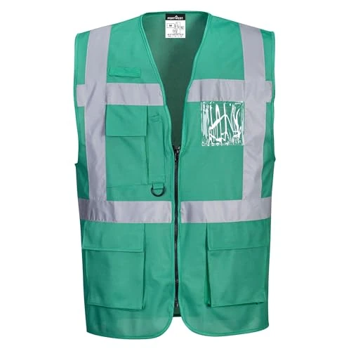 Offerta a tempo: Portwest F476 Gilet Executive Iona Poliestere Riflettente 7 tasche Azienda | Verde bottiglia, XL, EN 17353 Tipo B3, Apertura Frontale con Zip, Tasca Porta Penne e Cellulare, Anello Radio - 0.00% da 18.23 € a 18.23 €