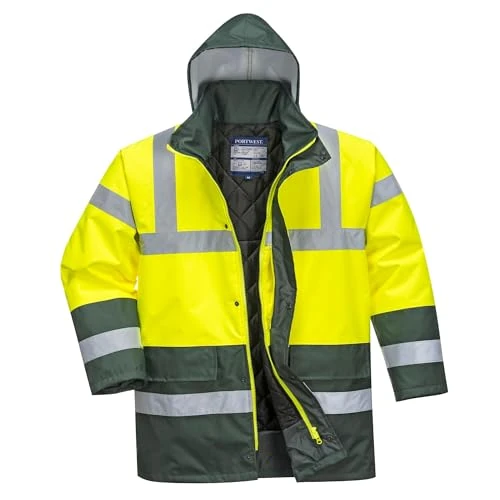 Limited offer: Portwest Workwear Mens Contrast Traffic Jacket YeGre Medium from 107.00 EUR to 107.00 EUR (save 0%)