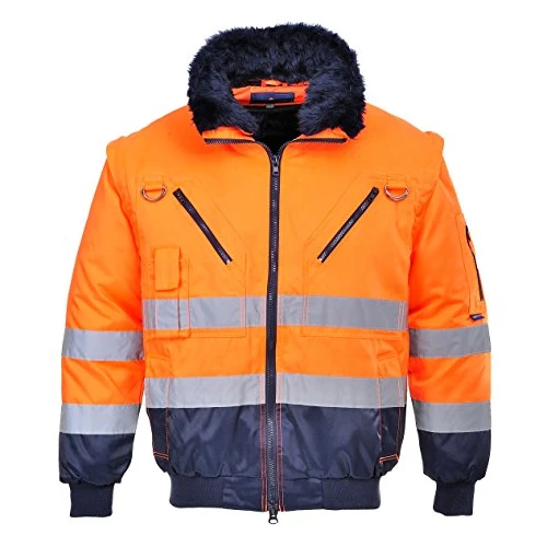 Limited-time offer: Portwest PJ50 Hi-Vis 3-in-1 Pilot Jacket Waterproof Reflective Workwear Coat Detachable Sleeves Fur Liner Multi-Pocket Fleece Lining EN ISO 20471 Certified, Orange/Navy, 3XL from 38.70 GBP to 38.70 GBP (save 0%)