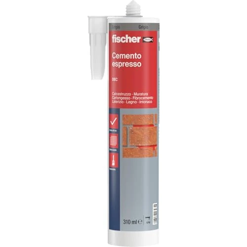 Fischer DEC Espresso-cement, afdichtmiddel voor reparatie en vulling van scheuren, voegen binnen en buiten, gebruik met siliconepistool, 522431