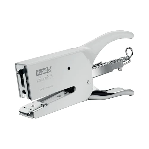 Offerta a tempo: Rapid Classic K1+ Cucitrice a pinza per punti n.24, Pinzatrice compatibile con graffette n.24/6 & 24/8+, Incudine regolabile, Caricamento posteriore, Certificata ClimatePartner, Bianco - 0.00% da 48.56 € a 48.56 €