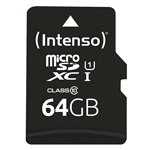 Intenso ‎3423490 Karta Pamięci Micro SDXC z Adapterem SD 64 GB, Czarny
