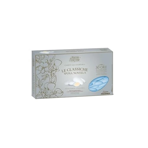 Konfekt Confetti Prisco Sposa Novella, 300 Zuckermandeln, 1 kg, aus spanischen Mandeln, weiß, rot, rosa, grün, hellblau himmelblau