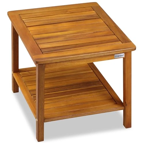 Offerta a tempo: Casaria® Tavolino da Giardino 45x45x45cm Portata 80kg 2 Ripiani Tavolo da Balcone Tavolo da Caffè Tavolo Piccolo Legno Acacia Tavolino estreno Legno - 0.00% da 52.99 € a 52.99 €