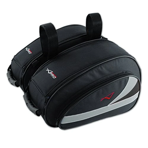 A-Pro Side -Coppia Borse larerali in tessuto, Per Sport / Touring / Scooter / Enduro / Custom, Impermeabili, 18L, Nero, 43 x 24 x 20 cm