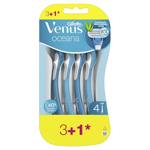 Venus Gillette Oceana Women's Disposable Razor, Pack of 4 Blades (3+1 Free)