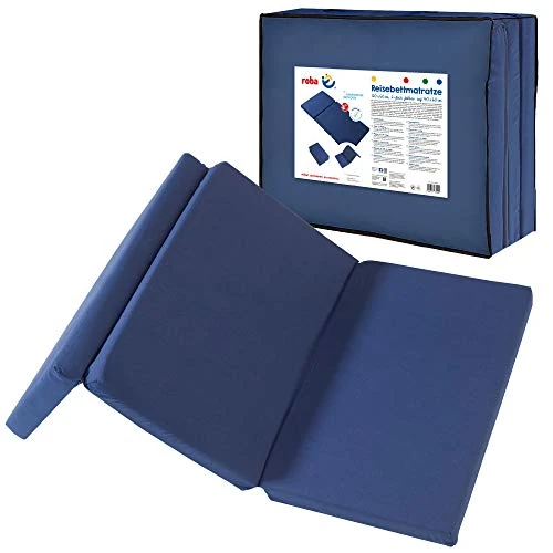 Offerta a tempo: roba Materasso Imbottito per Bambini da Viaggio - 60 x 120 cm - Pieghevole in 3 Parti - in Tessuto e Sfoderabile - Multifunzionale - con Borsa da Trasporto - Blu - 10% da 41.90 € a 37.91 €