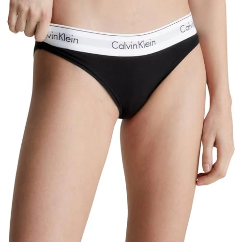 Calvin Klein - Women's Underwear - Bikini Brief - Modern Cotton - Medium Rise Waist - Signature Waistband Elastic - Black - XS