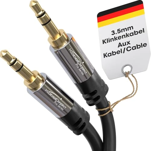 KabelDirekt – przewód stereo jack, AUX i audio 3,5mm (wytrzymały produkt, świetnie nadaje się do iPhone'ów, iPadów, słuchawek, smartfonów, notebooków, samochodów i innych urządzeń) – 10m – czarny