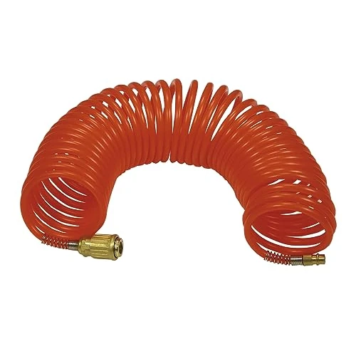 ABAC Tubo flessibile spiralato per aria compressa, diametro esterno 8 mm e diametro interno 6 mm. Completo di raccordi ad innesto rapido universali alle estremità. Lunghezza 10 metri