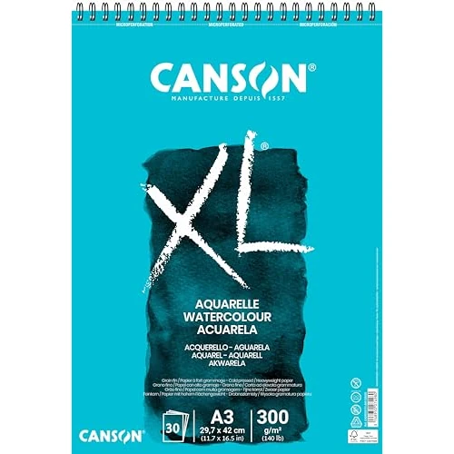 Zeitlich begrenztes Angebot: CANSON XL Aquarellpapier, fein, 300 g/m², an der kurzen Seite spiralgebundener Block, DIN A3, 29,7 x 42 cm, Weiß, 30 Blatt von 20.29 € auf 13.35 € (34% Rabatt)