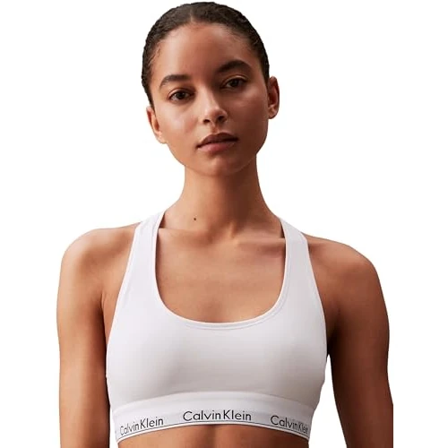 Calvin Klein underwear Triangle - Soutien-Gorge de Tous Les Jours - Uni - Femme - Blanc (White) - FR: 38 (Taille Fabricant: M)