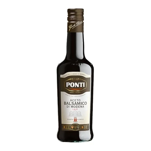 Ponti, Balsamico Azijn Modena I.G.P. van druiven met 7 geselecteerde druivensoorten en hoogwaardige wijnazijn, ideaal voor het verwennen van rauw en gekookt rood vlees, 100% Made in Italy, 500 ml