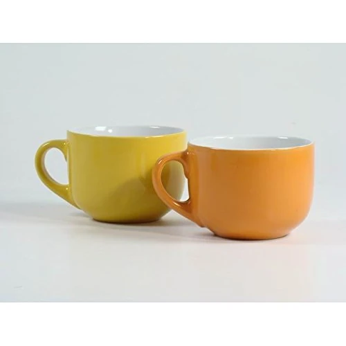 OEM SYSTEMS Taza de desayuno grande de colores con asa 400 ml Amarillo/Naranja 1pc