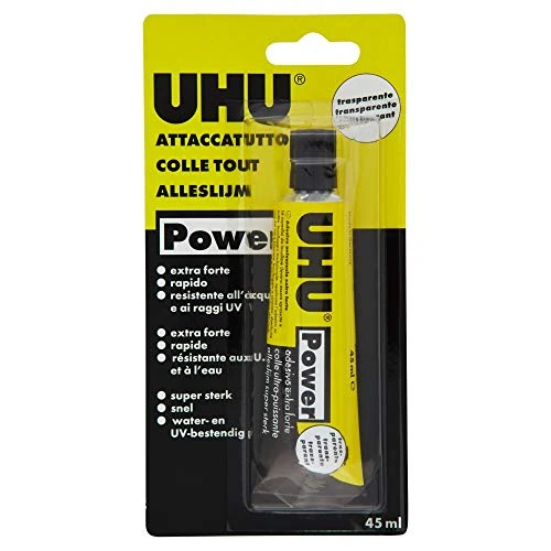 Offerta a tempo: UHU Power Poliuretanico 45ml Adesivo speciali Extraforte, rapido e pulito. Trasparente - 35% da 7.75 € a 5.00 €