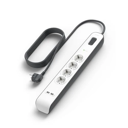 Belkin BSV604VF2M Surge Plus Power Strip (Surge Protector 2.4A, 2m Cable), White / Grey