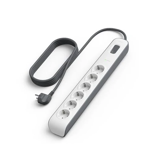 Belkin BSV604VF2M Surge Plus Power Strip (Surge Protector 2.4A, 2m Cable), White / Grey