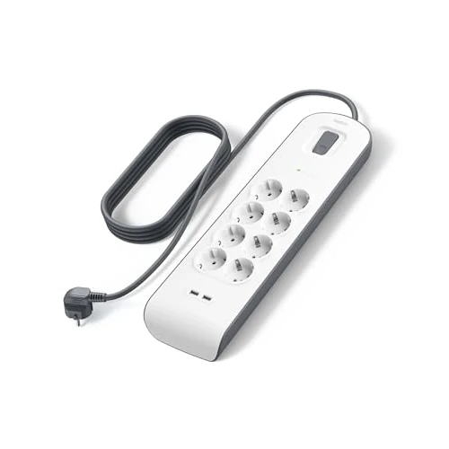 Limitiertes Angebot: Belkin 8-fach Steckdosenleiste mit Überspannungsschutz und USB-Anschlüssen, Mehrfachsteckdose, 8 geschützte Steckdosen und 2 USB-A-Anschlüsse, 2,4 A, 2 m Verlängerungskabel, für zu Hause und das Büro von 44.99 EUR auf 27.99 EUR (Spare 38%)