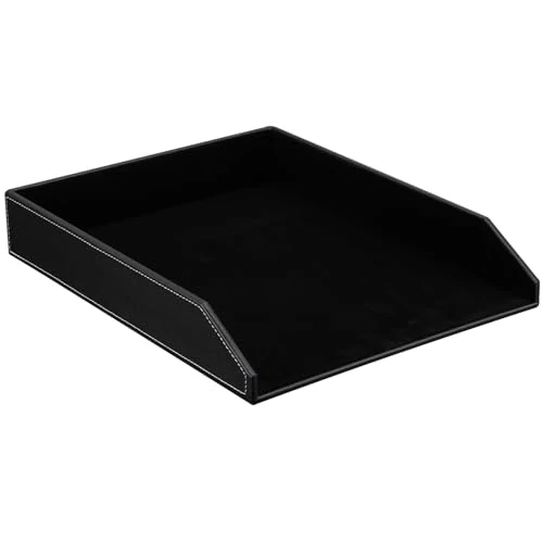 Limited offer: KINGFOM Letter Tray, PU Leather Paper Organizer Tray for Desk, Paper Organizer Storage Holder for Office Home or School A4 Size Black from 33.99 EUR to 33.99 EUR (save 0%)