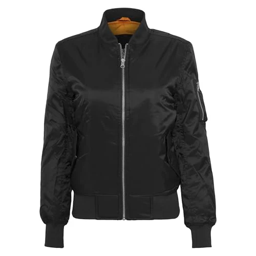URBAN CLASSICS Giacca Bomber Leggera Donna, Tasca sul Braccio, Giacchetta dal Taglio Classico, Autunnale e Primaverile, Colore: nero Taglia:S