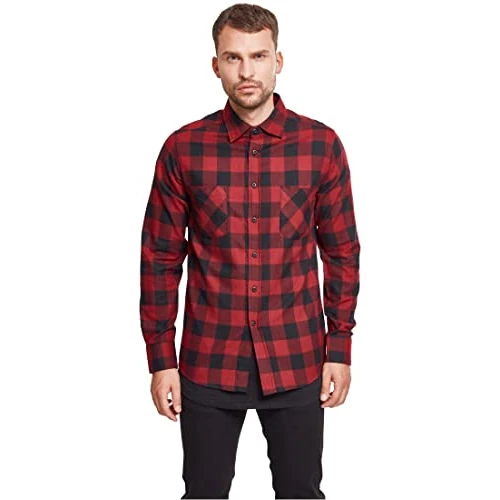 Oferta ograniczona: Urban Classics Męska koszula flanelowa w kratę, Blk/bordowy, XL z 159.00 EUR na 159.00 EUR (znizka 0%)