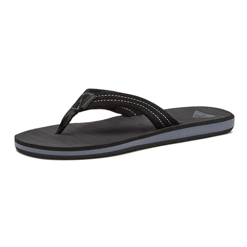 Quiksilver Men's Carver Suede Flip Flops, Multicolor Solid Black, 8 UK