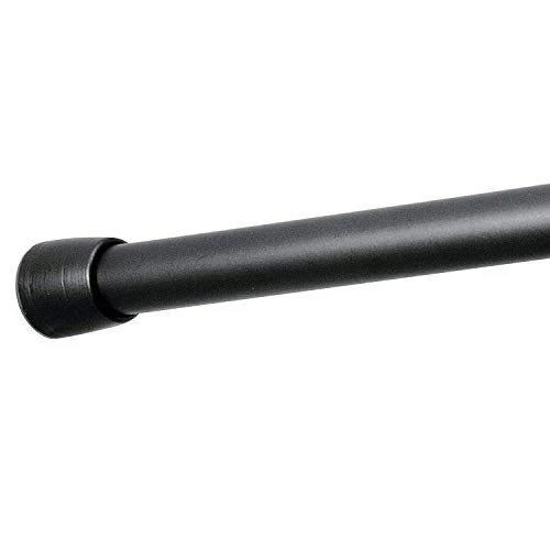 iDesign Barra de cortina de ducha, barra metálica telescópica corta, barra de cortina de ducha extensible sin necesidad de taladrar para ducha y bañera, negra mate